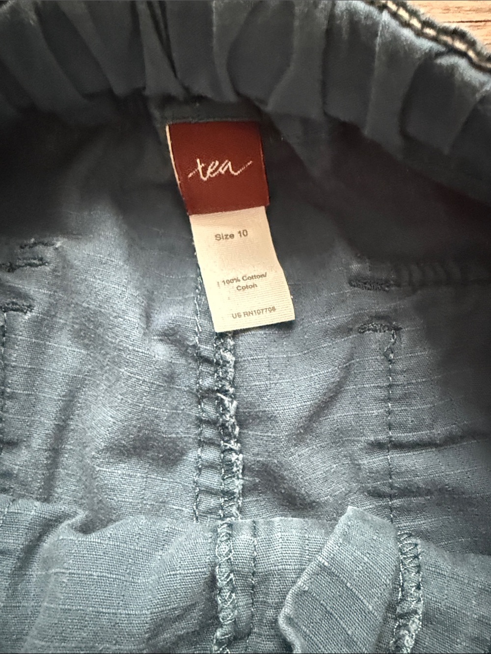 Tea Collection Blue Drawstring Cargo Shorts - Picture 2 of 3